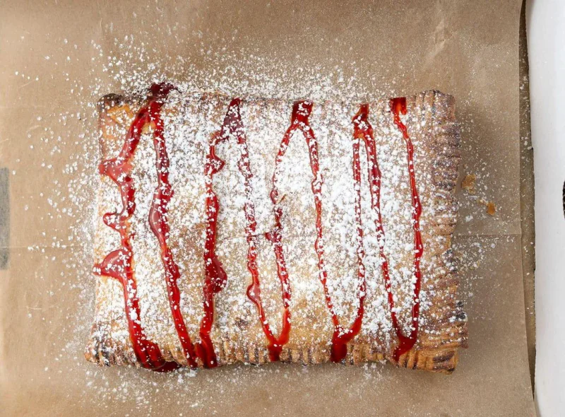 Strawberry ricotta burekas with strawberry drizzle